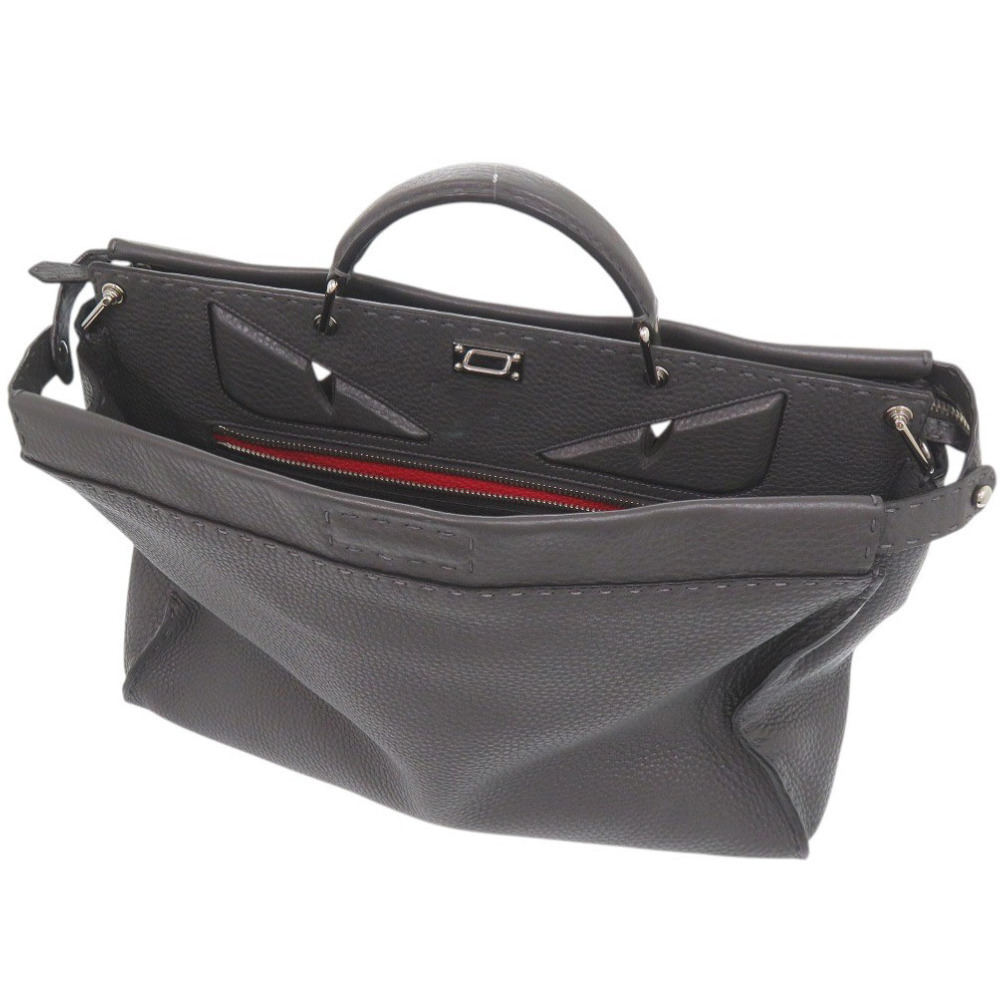 Fendi Selleria Peekaboo Monster Bugs Eye Leather Gray Handbag